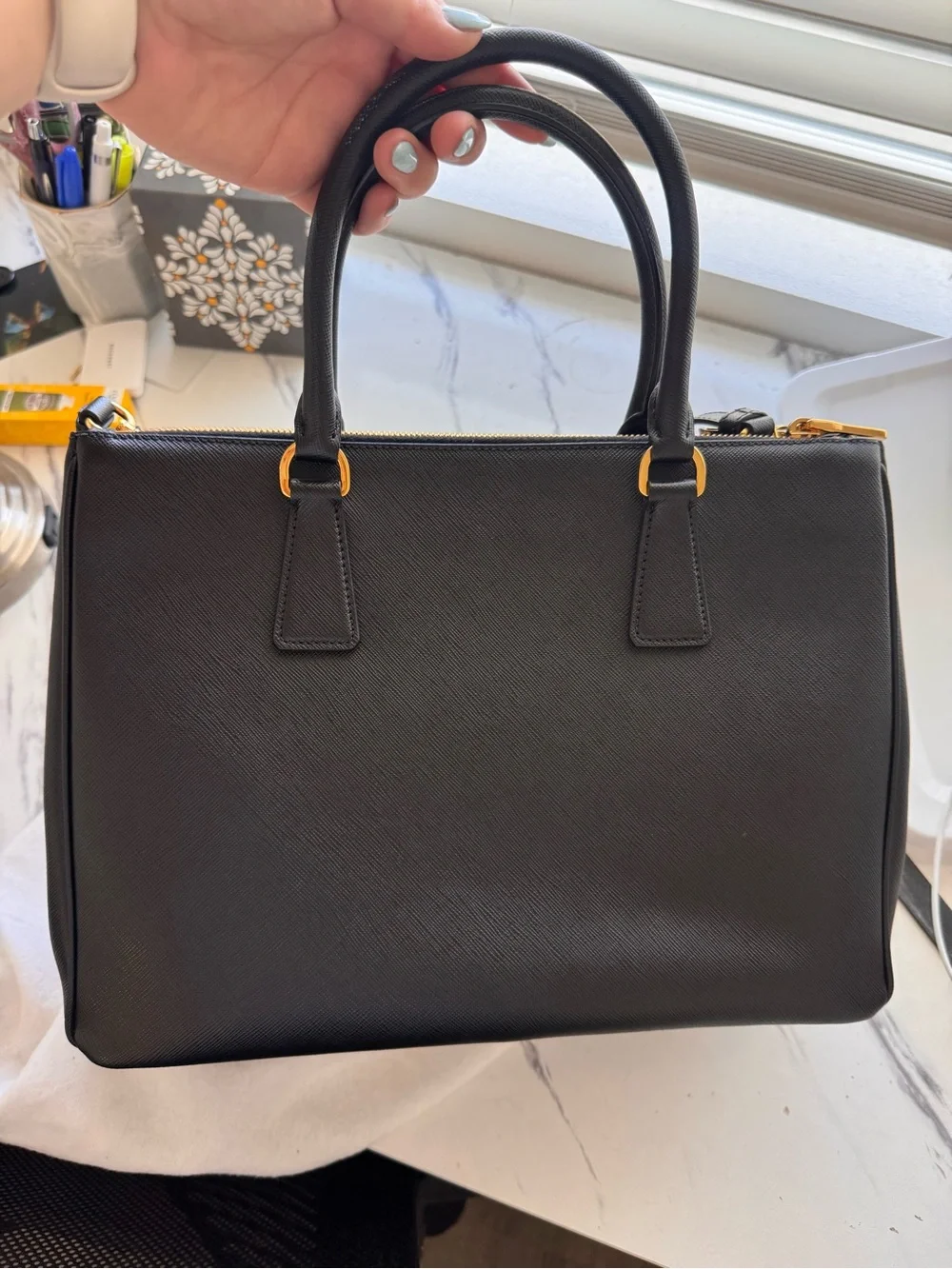 Prada Galleria Black Saffiano with Gold Hardware